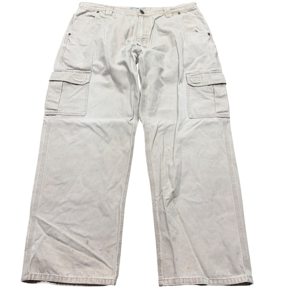 Insect Shield Mens Cargo Pants 36x30 Tan Cotton Canvas Bug Repellent FTC Hiking